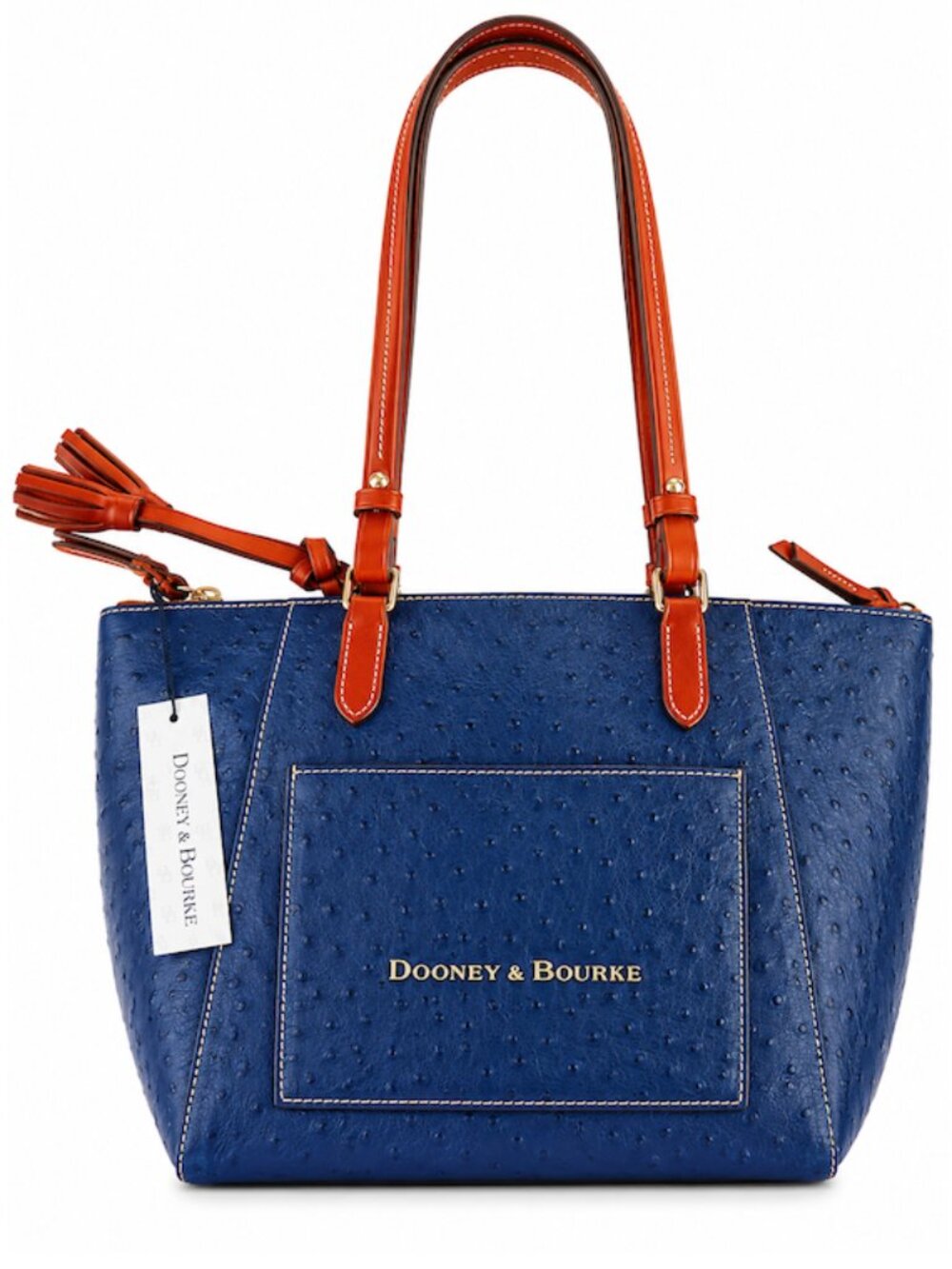 Dooney & Bourke Ostrich Embossed Zip Tote Navy NWT